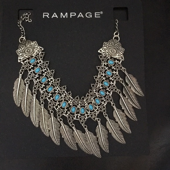New Rampage Tribal Look Statement Necklace Turquoise - Picture 1 of 1